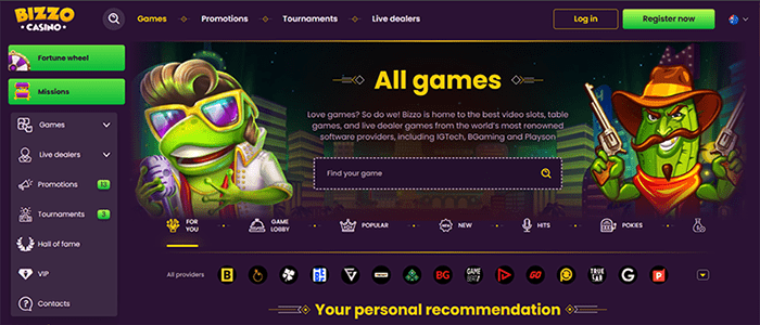 Bizzo Casino with fast payouts