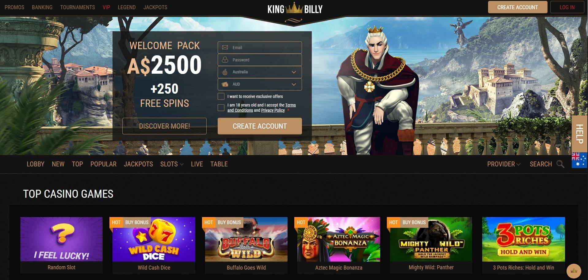 King Billy Casino - renowned Australian gaming site