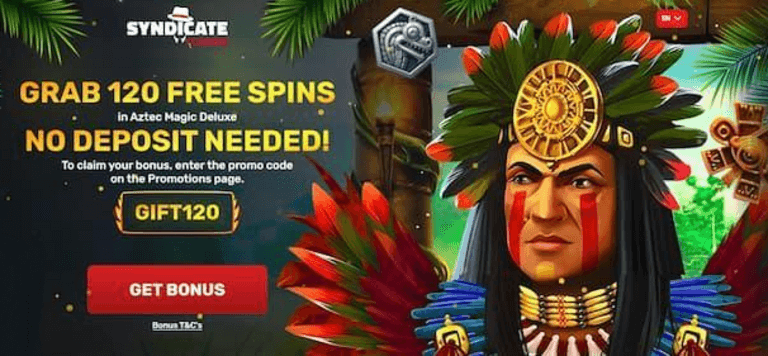 Syndicate Casino 120 free spins no deposit.